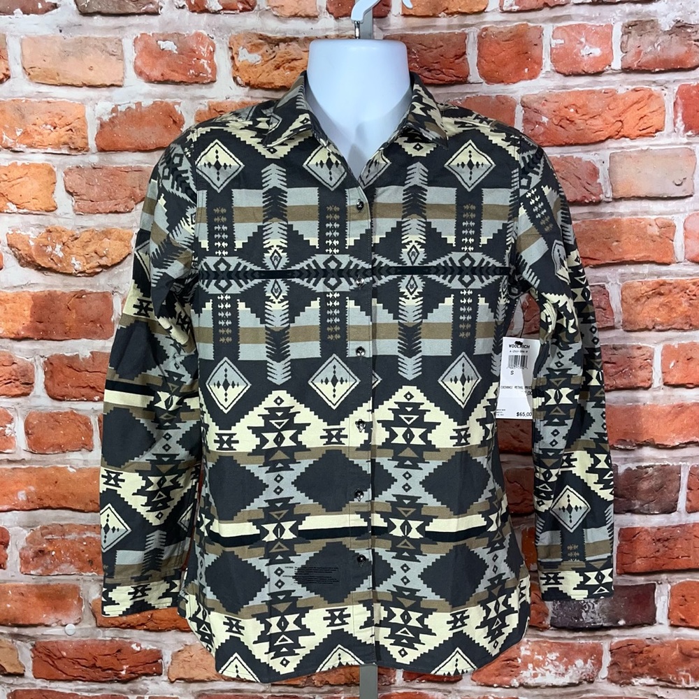 Woolrich button up NWT Aztec print size small Keystone print